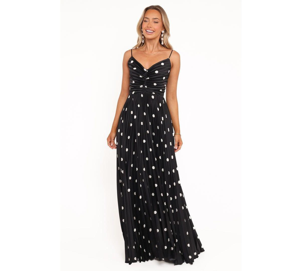 Petal and Pup Women's Naira Pleated Maxi Dress - Black Polka Dot - Black | Macy's