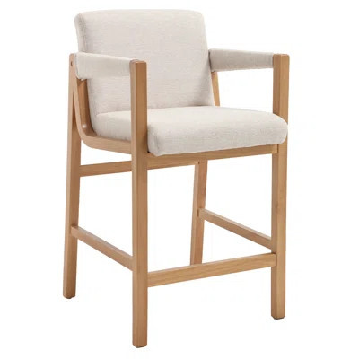 Modern Farmhouse Bar Stool - Upholstered Seat & Back With Solid Wood Frame - White/Oatmeal/Brown Cushion Options | Wayfair North America