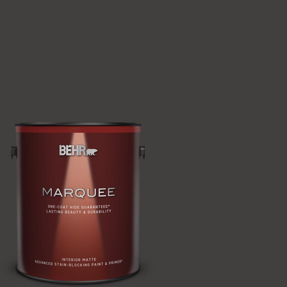 BEHR MARQUEE 1 gal. #N510-7 Blackout One-Coat Hide Matte Interior Paint & Primer-145301 - The Hom... | The Home Depot
