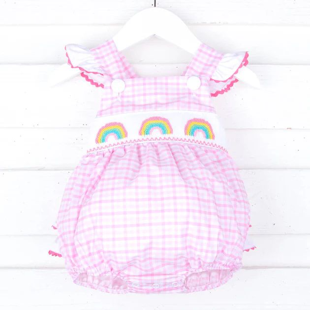Rainbow Smocked Pink Leah Bubble | Classic Whimsy