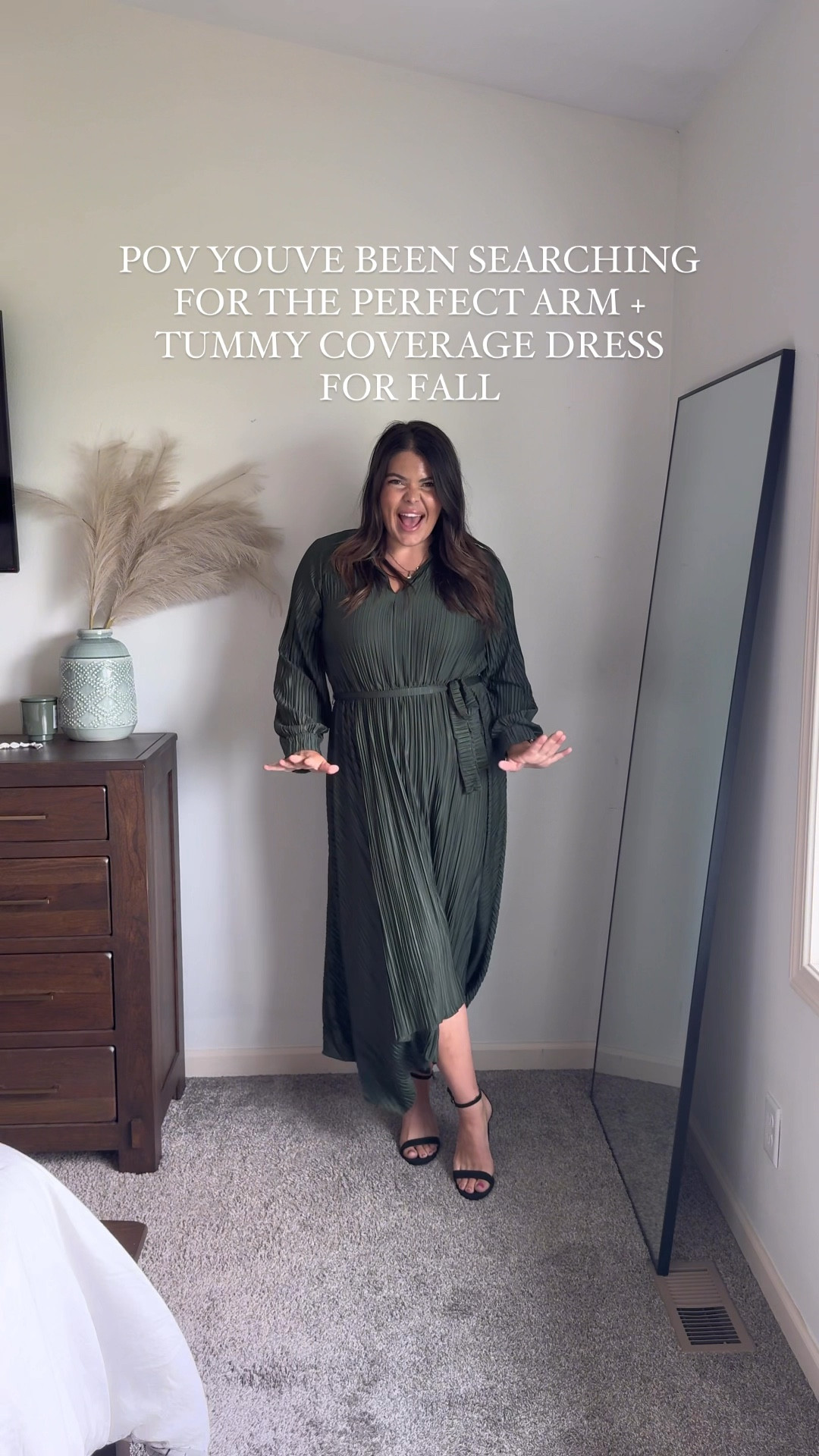 LITERALLY OBSESSED. 🤩 

Arms and tummy WHO?! This is going to be so flattering on you! Wear to work, as a wedding guest dress or even family photos!!!

Grab on l t k or comment “fall dress” and I’ll get you details asap!!!! 

Midsize fall dress, midi dress, fall wedding guest dress, fall family photo dress, teacher dress, teacher outfit, maternity friendly dress, mom outfit, mom style #falldress #falloutfit #midsizestyle 

#LTKFindsUnder50 #LTKWedding #LTKMidsize