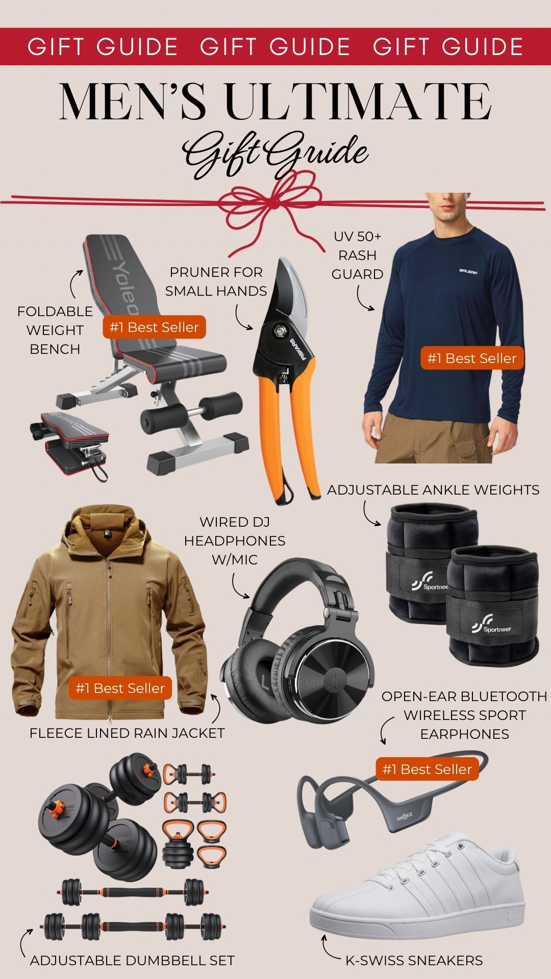 This ultimate gift guide for men includes a foldable workout bench, pruning shears for small hands, a rash guard with UV 50+, a fleece lined rain jacked, wired DJ headphones with a mic, adjustable ankle weights, open ear Bluetooth wireless headphones, adjustable dumbbell set, and K-Swiss sneakers.

Gifts for dad, gifts for him, gifts for grandpa, gifts under 50, gifts under 100

#LTKHoliday #LTKGiftGuide #LTKMens