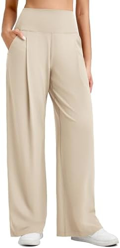 G4Free BareFeel High Stretch Wide Leg Pants for Women Soft High Waisted Pleated Casual Pants with... | Amazon (US)