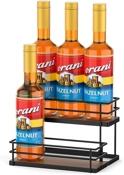 THYGIFTREE Coffee Syrup Rack Organizer 6 Bottle Syrup Holder Stand, 2-Tier Bottle Rack Storage Sh... | Amazon (US)