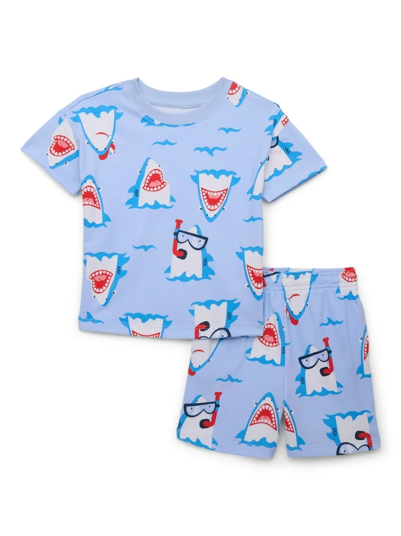 Wonder Nation Toddler Boy Printed Jersey Tee and Shorts Set, 2-Piece, Sizes 12M-5T | Walmart (US)