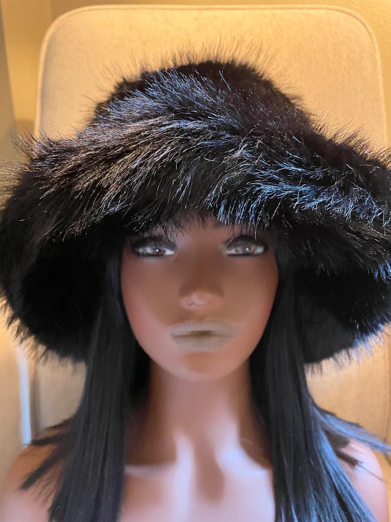 Incredibly Soft Adjustable Fur Fluffy Fuzzy Bucket Hat -Vegan Fur Hat -Festival Hat-Floppy Hat-Fu... | Etsy (US)