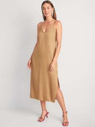 Satin Smocked Midi Slip Dress for Women | Old Navy (US)