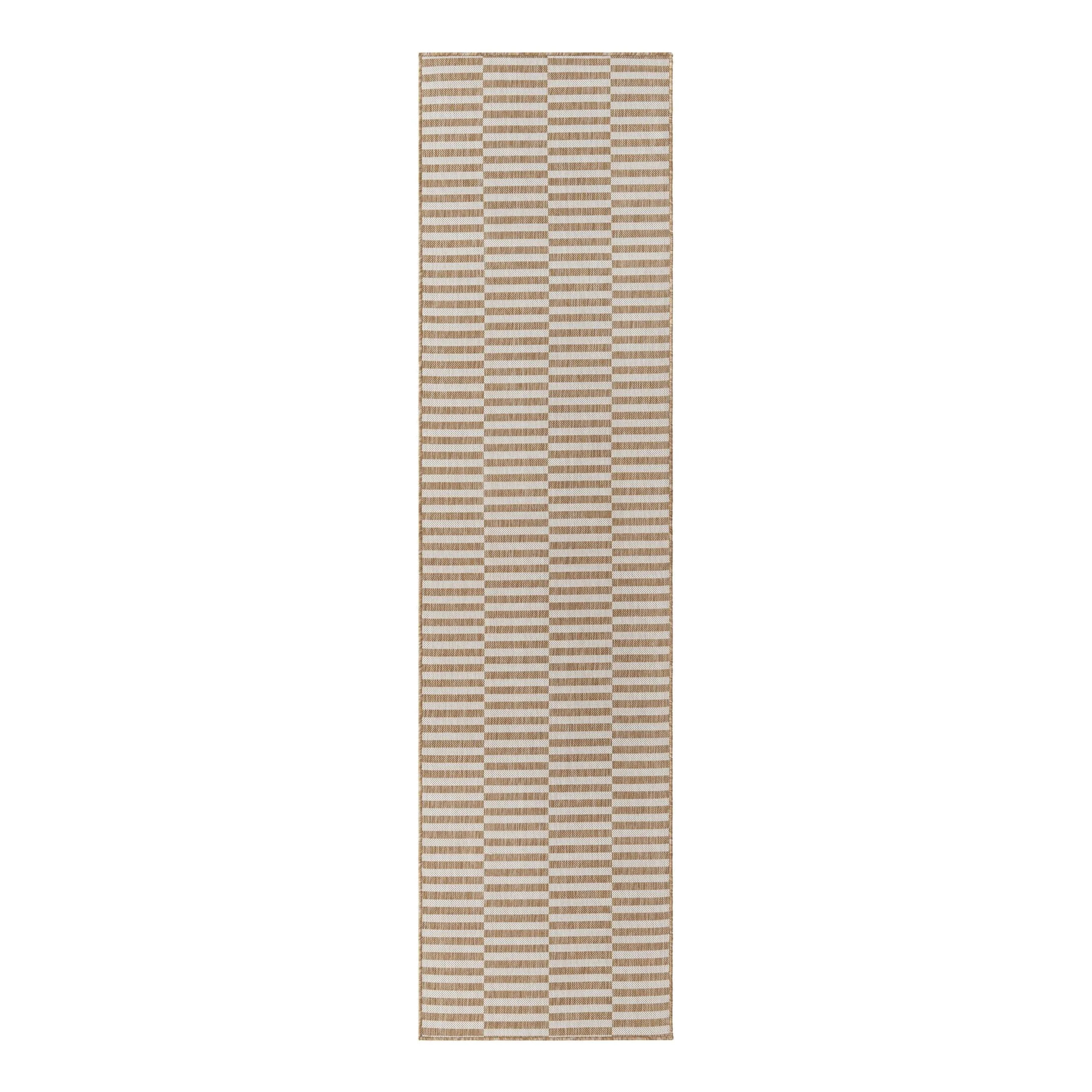 Unique Loom Outdoor Striped Collection Area Rug - Striped (2' 7" x 10' Runner Taupe/Ivory) | Walmart (US)