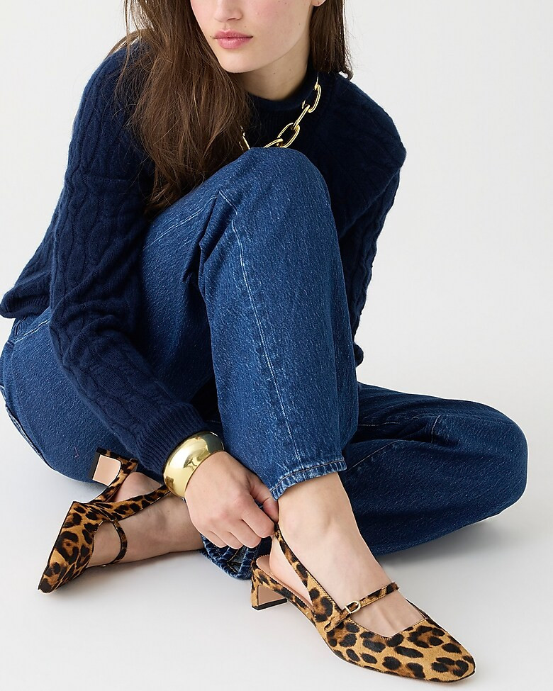 Layla slingback Mary Jane heels in leopard calf hair | J. Crew US