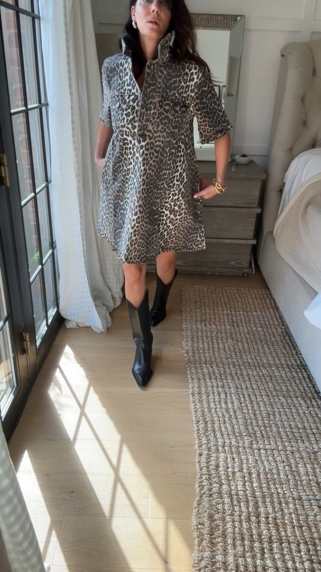 I found more sizes on this favorited Leopard mini denim dress❤️
I’ve linked similar boots below for fall! I wear these boots with almost EVErYThInG!! 

#LTKWorkwear #LTKTravel #LTKParties