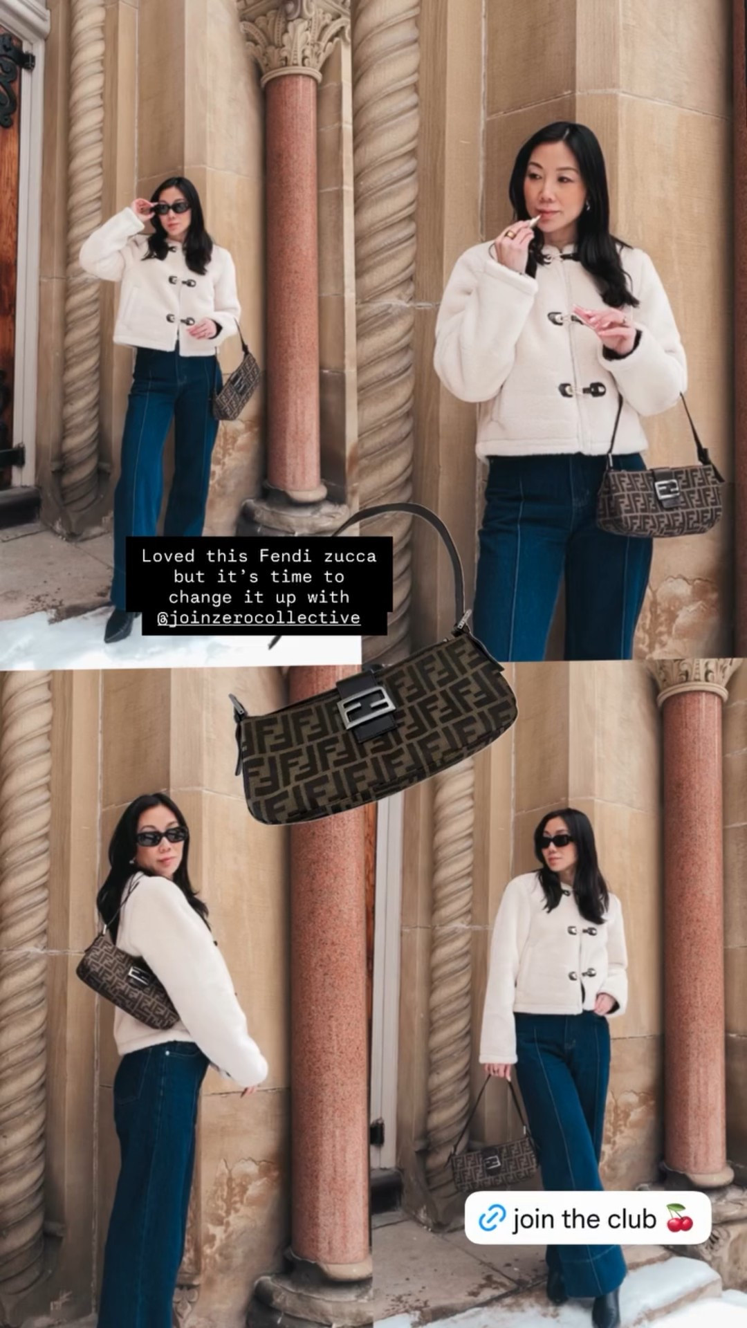 Casual OOTD with a shearling jacket and dark denim styled with a Fendi zucca baguette bag. Simple and chic, my favorites staples from my capsule wardrobe on repeat. 

#LTKootd #LTKmomlife #LTKgrwm