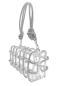 Clear Acrylic Clutch Sparkle Rhinestone Evening Bag Glitter Crystal-Embellished Rope Knot Handbag... | Amazon (US)