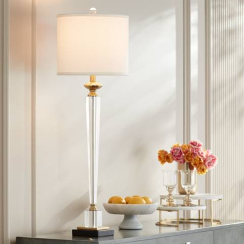 Vienna Full Spectrum Lana Column Gold and Crystal Table Lamp - #453V1 | Lamps Plus | Lamps Plus
