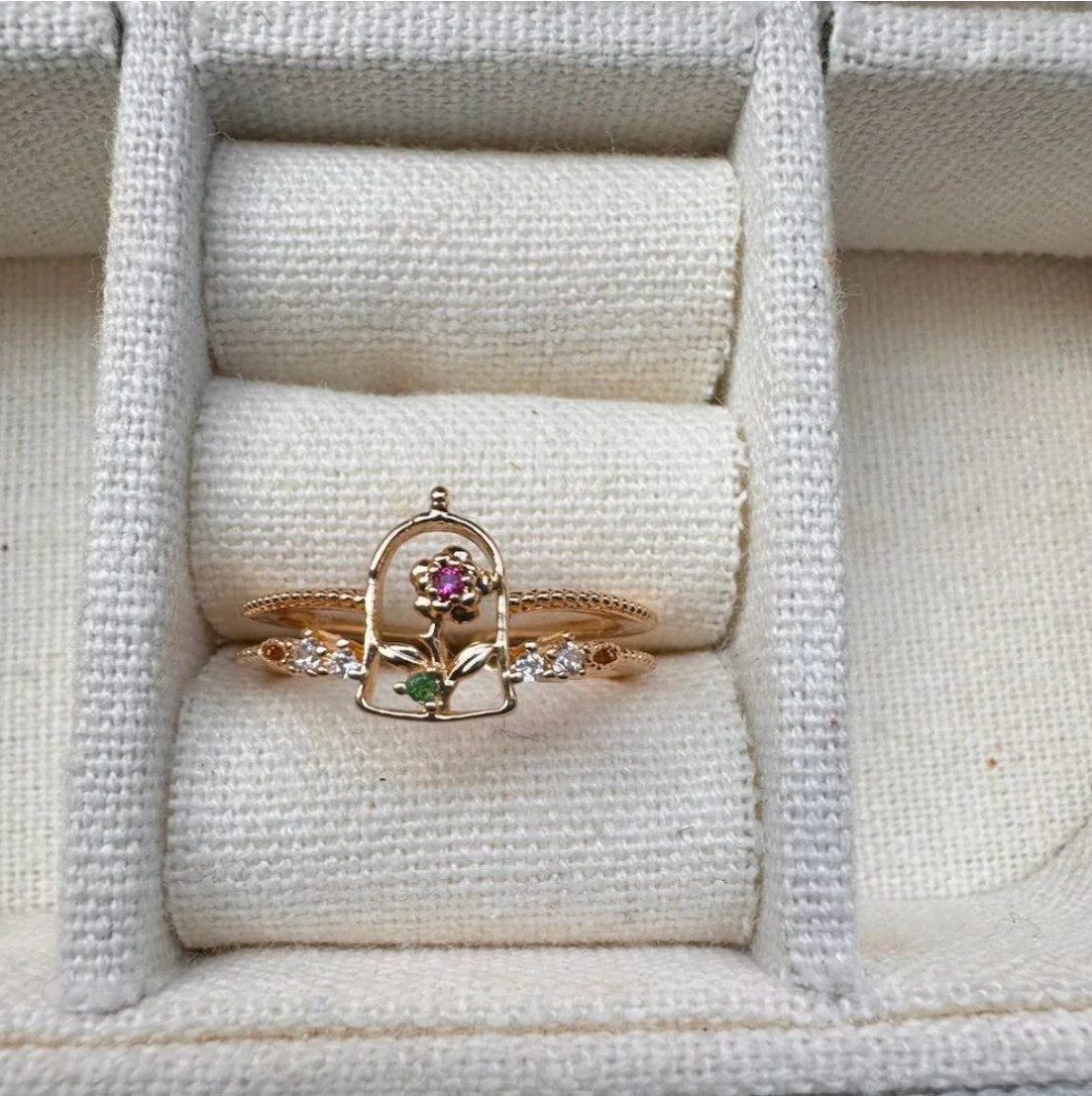 Inspired by the iconic enchanted rose, this ring brings a subtle fairytale touch to everyday styling. Elegant enough for minimal, feminine outfits yet meaningful enough to feel like a keepsake piece. Perfect for Disney lovers who prefer a more refined, wearable aesthetic over costume jewelry. 

 #LTKFestival #LTKMothersDay #LTKTravel