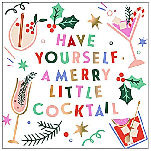 Christmas Napkins Funny Cocktail Napkins Disposable - Decorative Paper Napkins for Christmas Party Napkins - 'Have Yourself a Merry Little Cocktail' Christmas Napkins Beverage 5"x 5" Pk of 40 | Amazon (US)