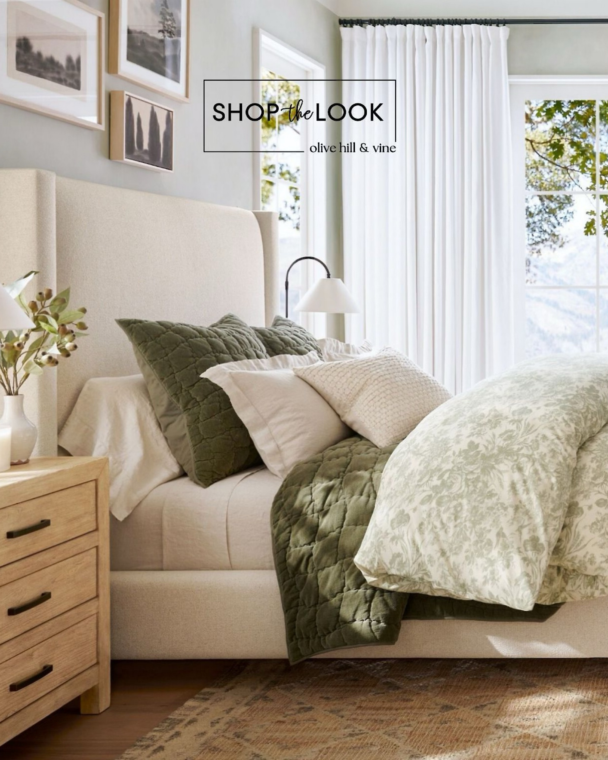 For those who crave peace and style, this sage bedroom delivers. From luxurious quilts to a handcrafted wool rug, every detail—like the arc lamp and wood nightstand—adds character and charm. 

#LTKStyleTip #LTKFamily #LTKHome