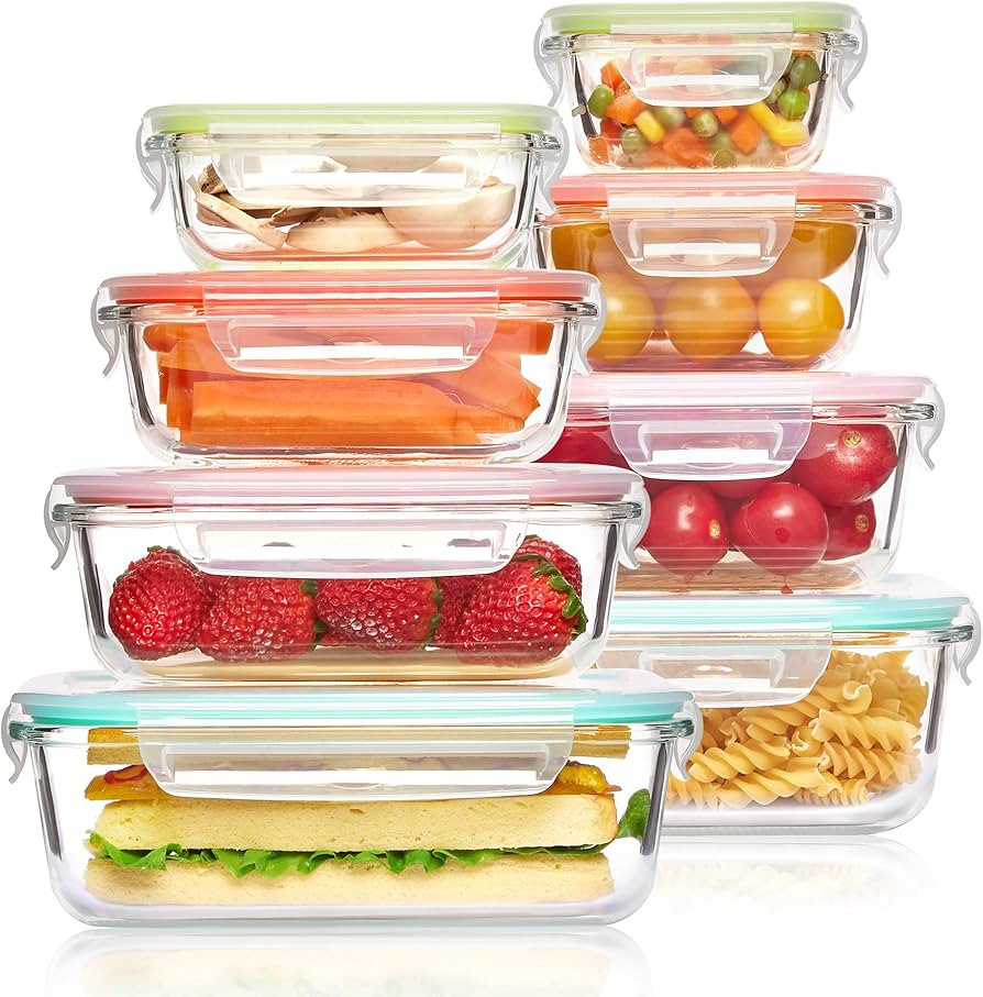 Vtopmart 16 Pieces Glass Meal Prep Container with Lids, Snapware Lunch Containers for Food Storag... | Amazon (US)