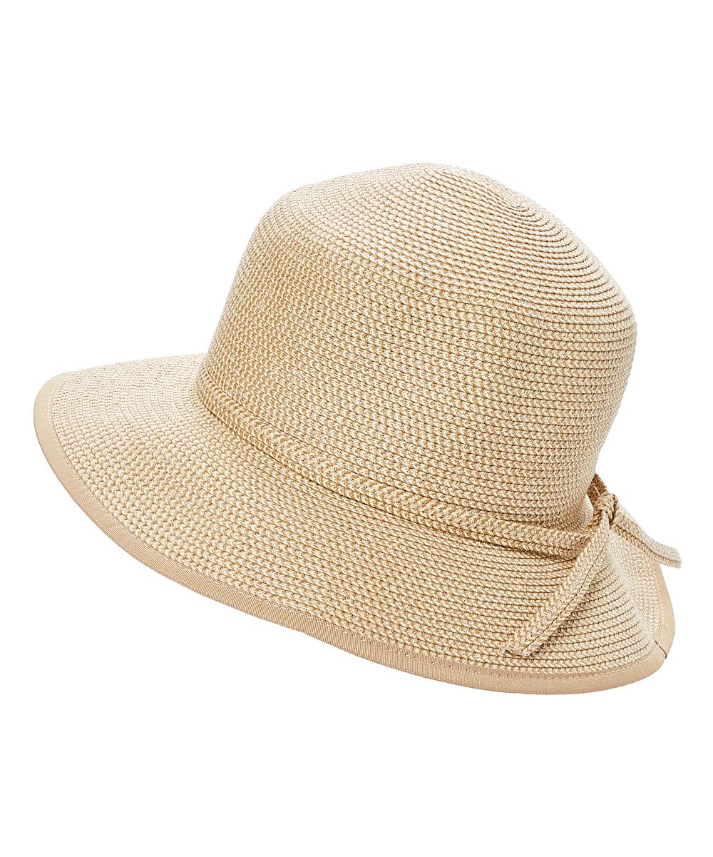 Jeanne Simmons Accessories Women's Sunhats Tan - Toast Tie-Accent UPF 50+ Bucket Hat | Zulily