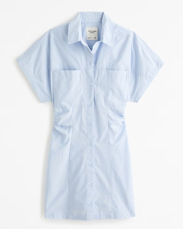 Short-Sleeve Poplin Shirt Dress | Abercrombie & Fitch (US)