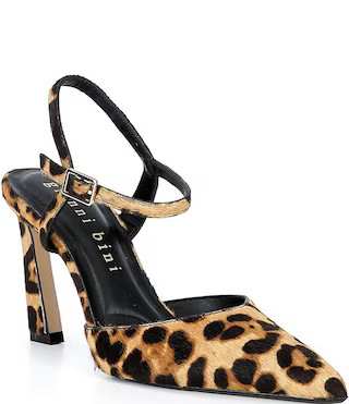 Gianni Bini Geno Leopard Print Haircalf Ankle Strap Pointed Toe Pumps | Dillard's | Dillard's