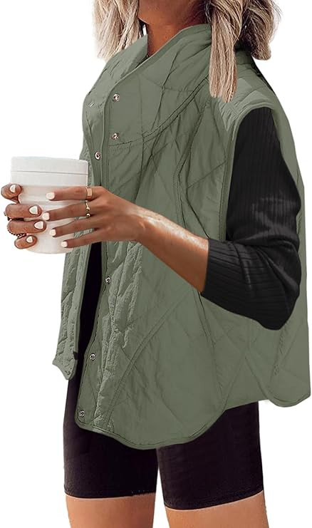 SENSERISE Womens Puffer Vest Quilted Vests Oversized Lightweight Outerwear Padded Jacket Winter F... | Amazon (US)