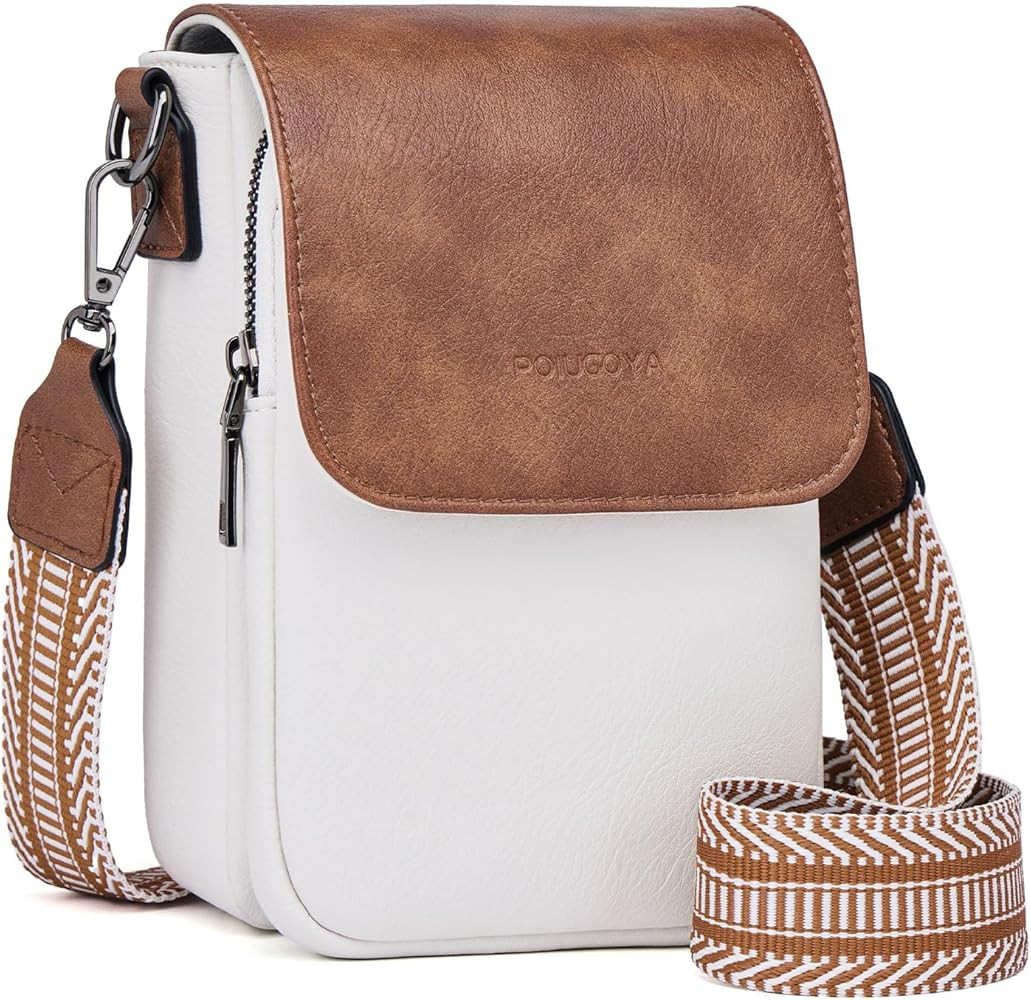 POIUGOYA Small Crossbody Bags for Women Trendy,Leather Triple Compartment Cell Phone Crossbody Wa... | Amazon (US)