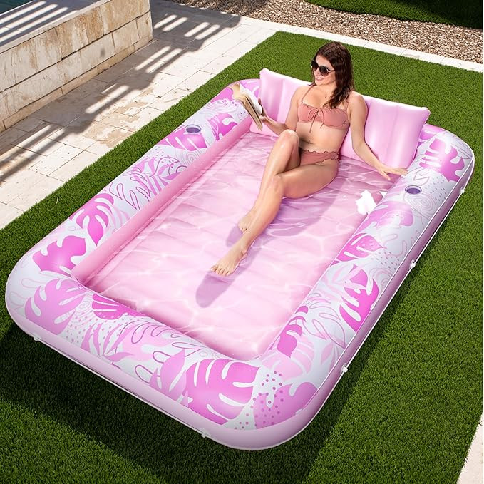 SLOOSH Inflatable Tanning Pool Lounger Float, 85" x 57" Extra Large Pool Floats Adult with Pillow... | Amazon (US)