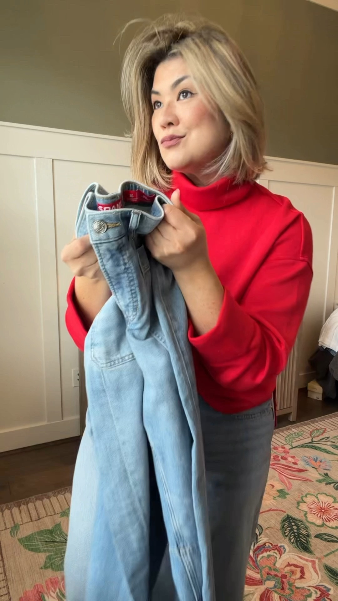 Yesterday was a great outfit day! You know those days where you just lived your outfit? That was it for me. I’m so happy that I finally got the cream roll neck and what better way to pair it with my new jeans that I’m actually obsessing about. The yummiest denim you could ask for! When I first put these on my body, I was instantly reminded of a pair of jeans I paI’d $300+ for me. Not anymore! If you hate jeans, try this one. It will be your comfiest pair! 

I’m wearing a medium in the roll neck sweater (still fits oversized) and a xl petite in the jeans. Mike loafers run true to size.

In the beginning of the reel I’m wearing my air essentials cropped turtleneck, lined below. 

#LTKOver40 #LTKMidsize #LTKootd
