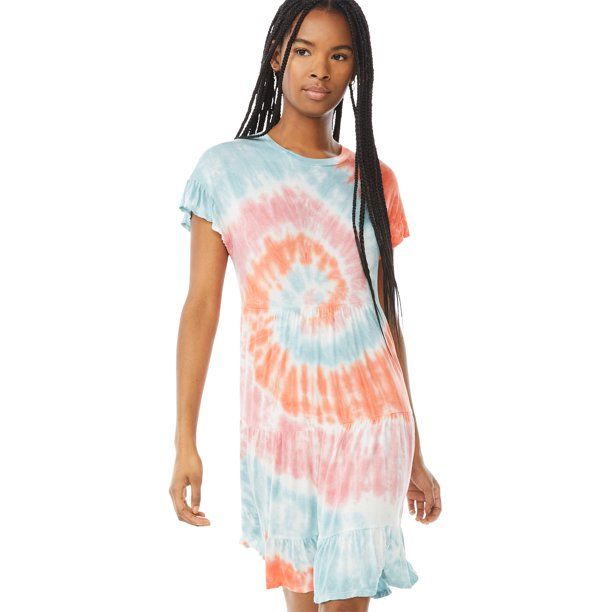 Scoop Women's Tiered Tie-Dye Dress | Walmart (US)