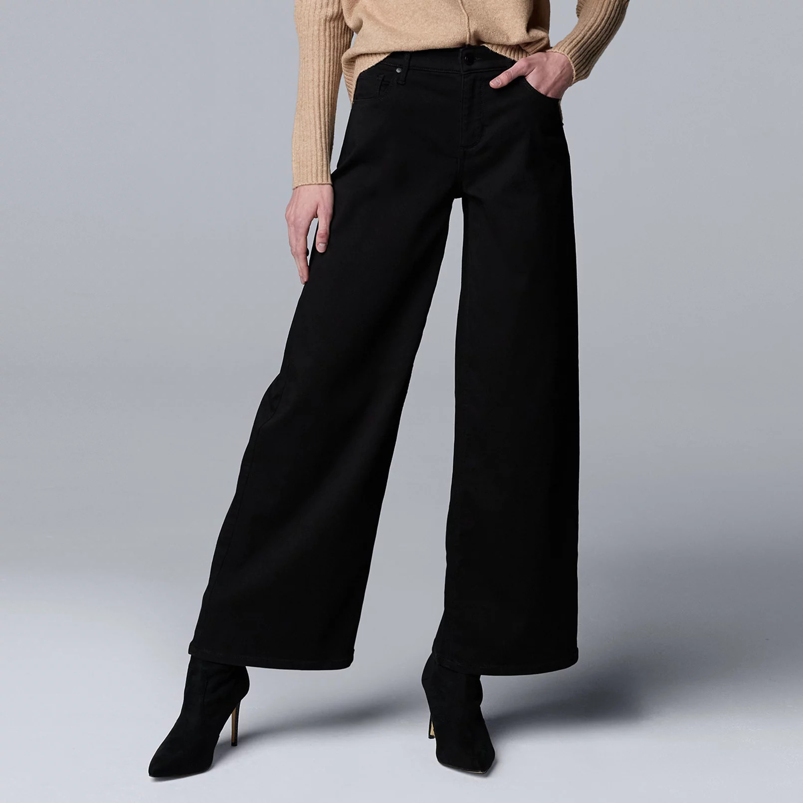 Women's Simply Vera Vera Wang Mid-Rise Wide-Leg Knit Denim Jeans | Kohl's