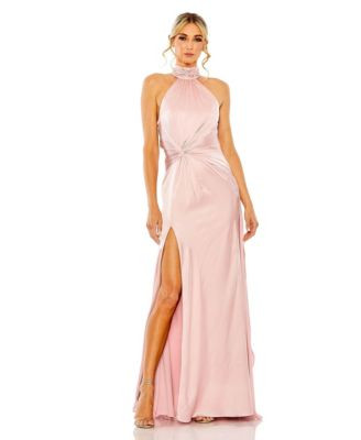 Mac Duggal Women's Open Back High Neck Side Ruched Gown - Macy's | Macy's