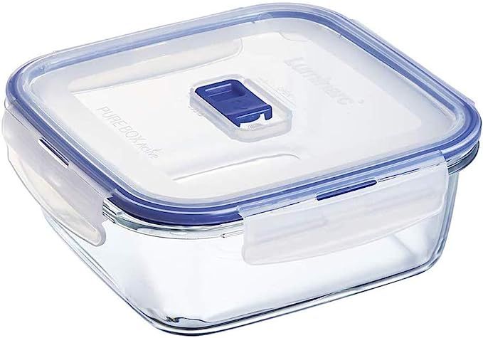 Luminarc Pure Box Active Glass Food Storage Container with Sliding Vent Lid (Square 5.1 Cups / 1.... | Amazon (US)