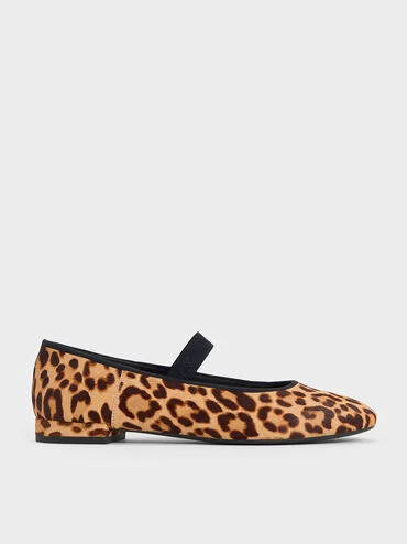 Multicoloured Leopard-Print Textured Mary Jane Flats | CHARLES & KEITH UK | Charles & Keith UK