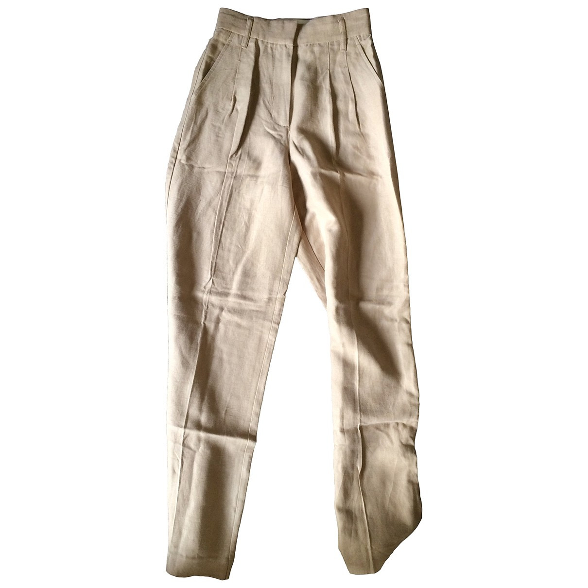 Aritzia Beige Linen Trousers for Women 00 0-5 | Vestiaire Collective (Global)
