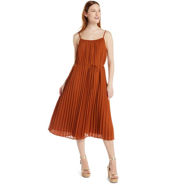Time and Tru Women's Sleeveless Pleated Dress with Tie Waist, Sizes XS-XXXL - Walmart.com | Walmart (US)