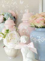 "Ribbons and Bows" Ginger Jars in Serenity Blue for Lo Home x Veronika's Blushing | Lo Home by Lauren Haskell Designs