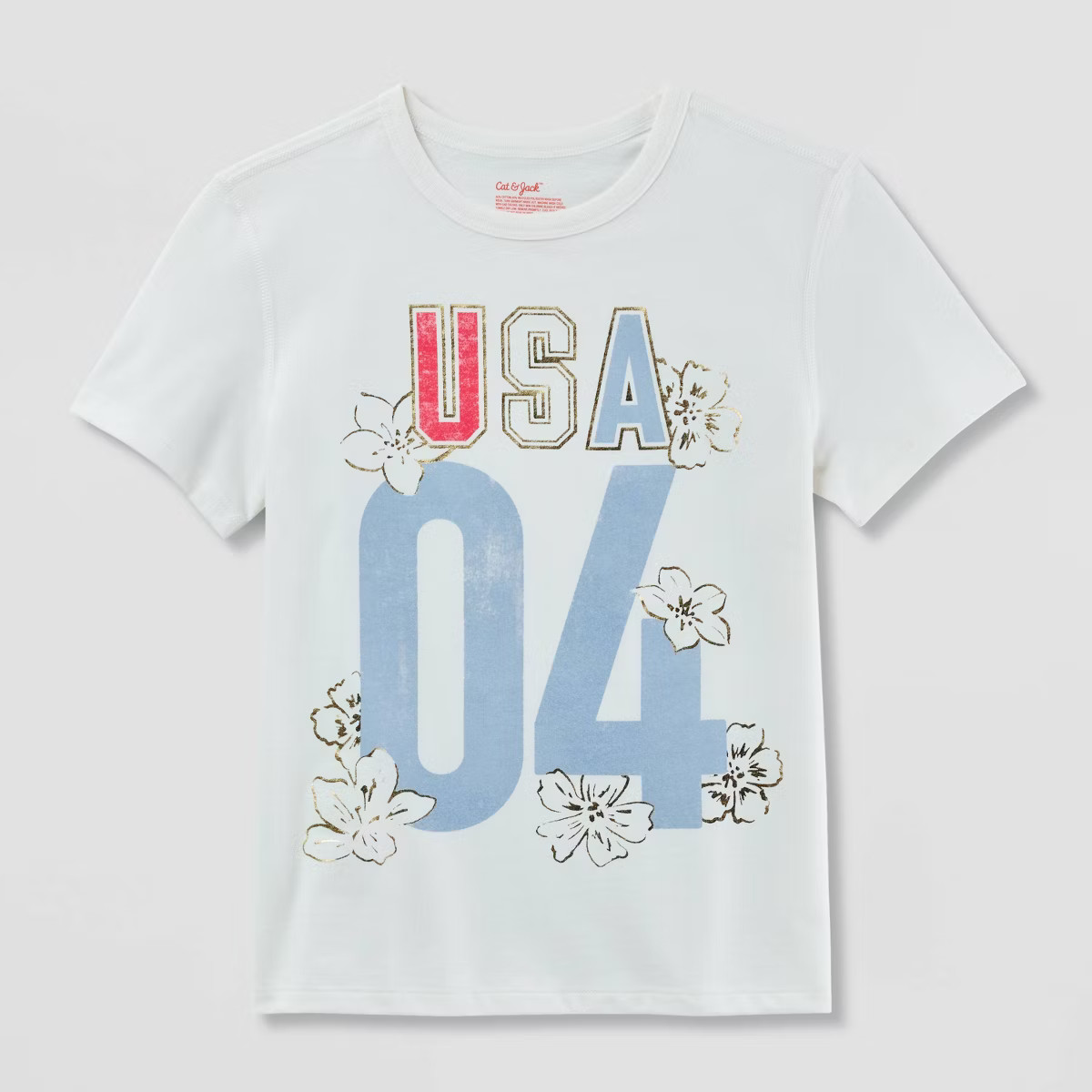 Kids' Adaptive Short Sleeve 4th of July 'USA' Graphic T-Shirt - Cat & Jack™ Cream | Target