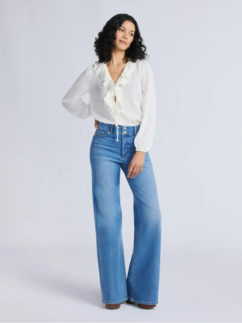 Sofia by Sofia Vergara Women's and Women's Plus Ruffle Neck Blouse, Sizes XS-4X | Walmart (US)