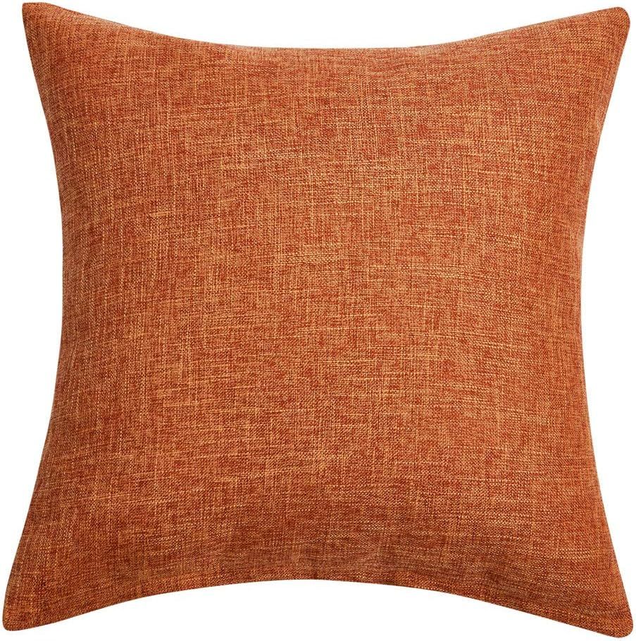 Anickal Set of 2 Fall Orange Pillow Covers Cotton Linen Decorative Square Throw Pillow Covers 20x... | Amazon (US)
