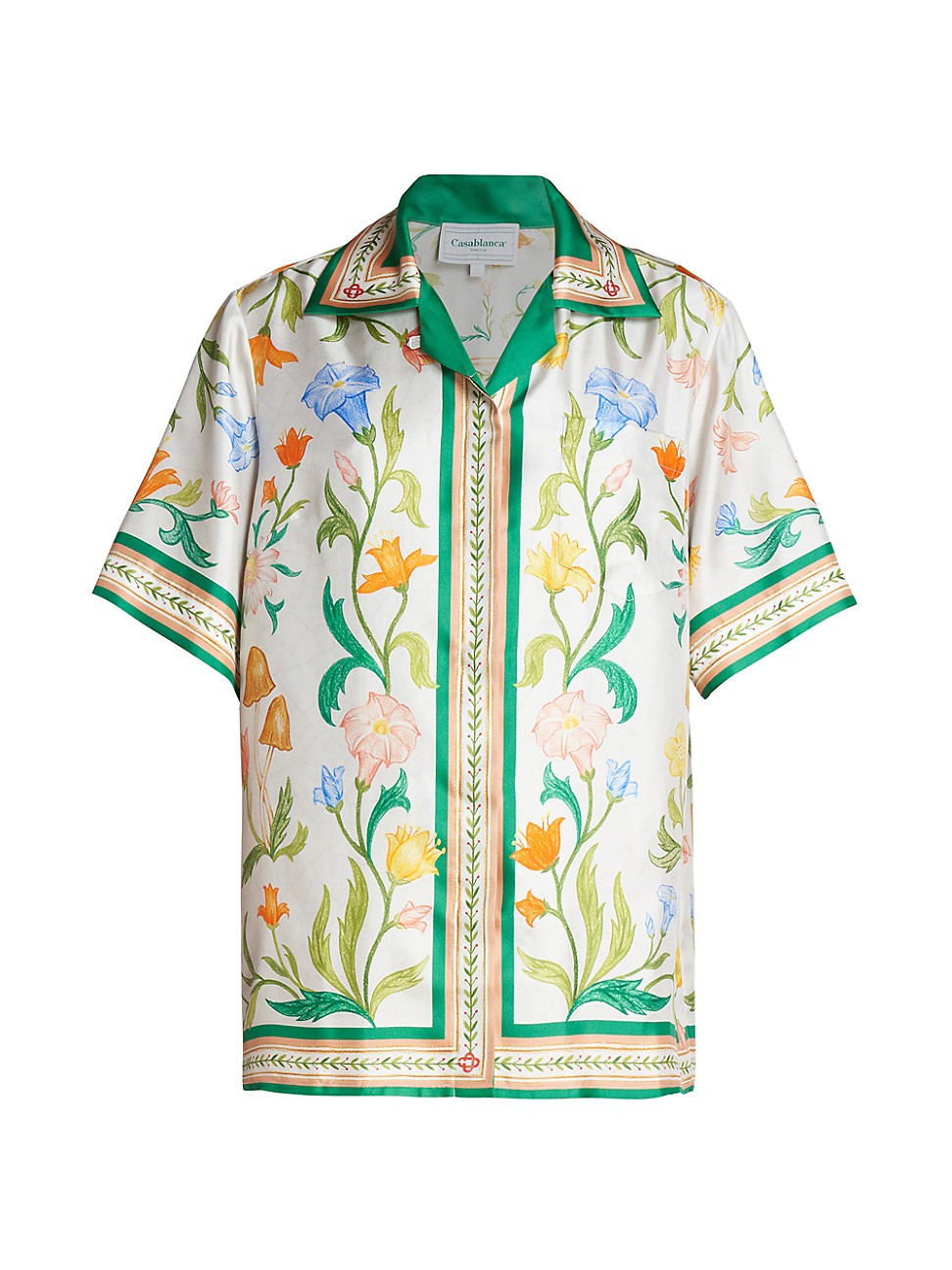 Women's Cuban-Collar Silk Short-Sleeve Button-Up Shirt - Larche Fleurie - Size 8 - Larche Fleurie -  | Saks Fifth Avenue