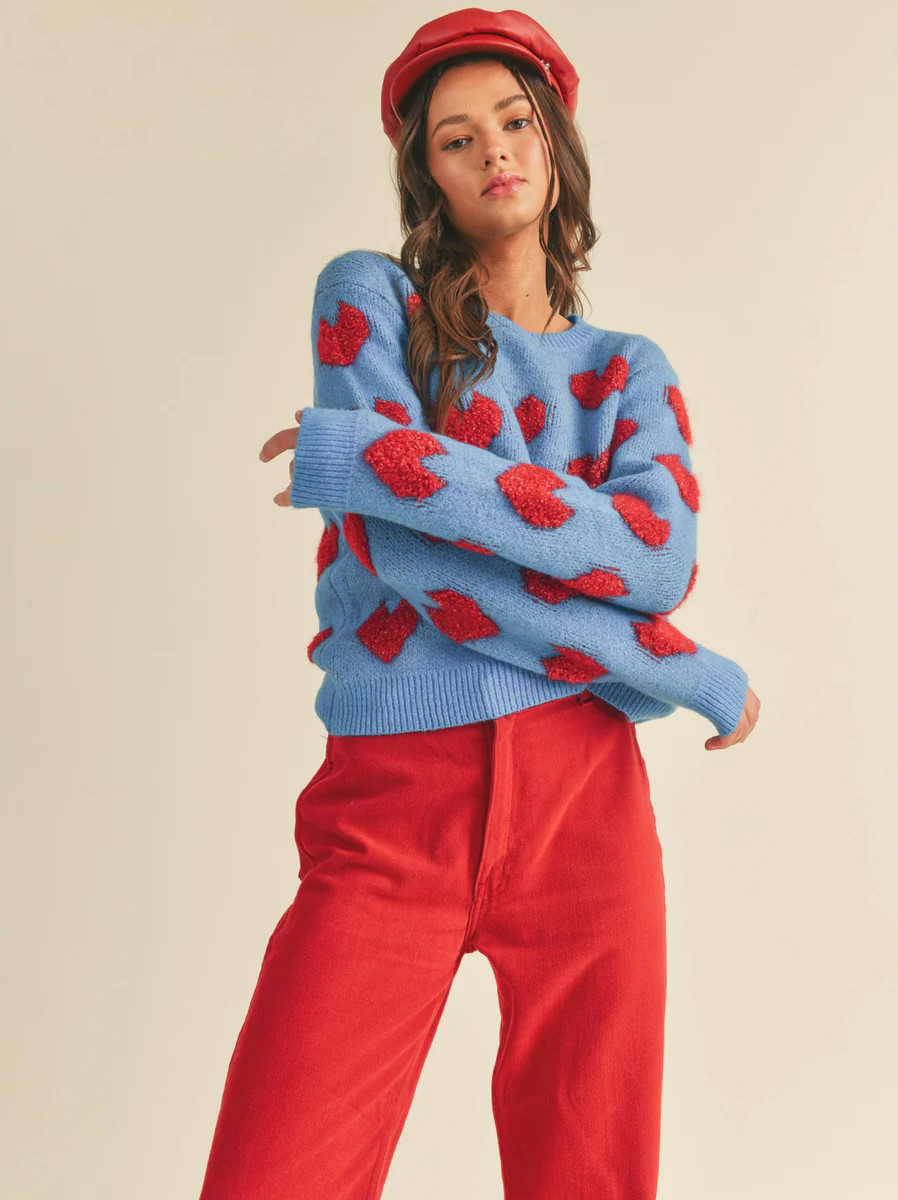 Blue & Red Hearts Sweater | The Collection TX 