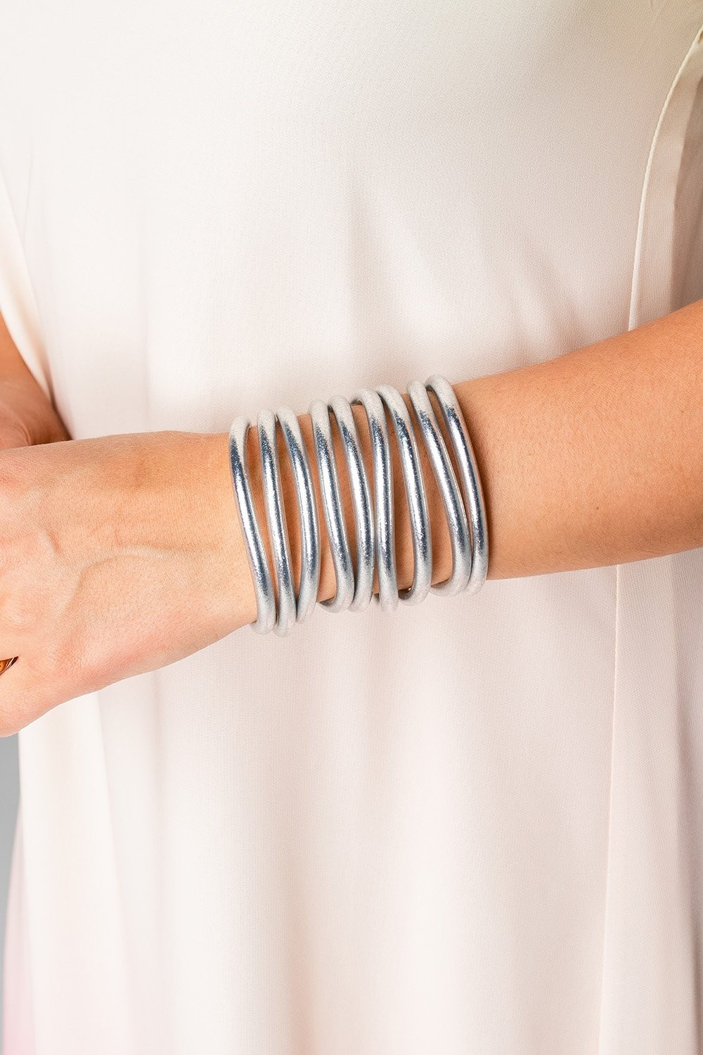 BuDha Girl All Weather Medium Bangles - Silver | BuddyLove