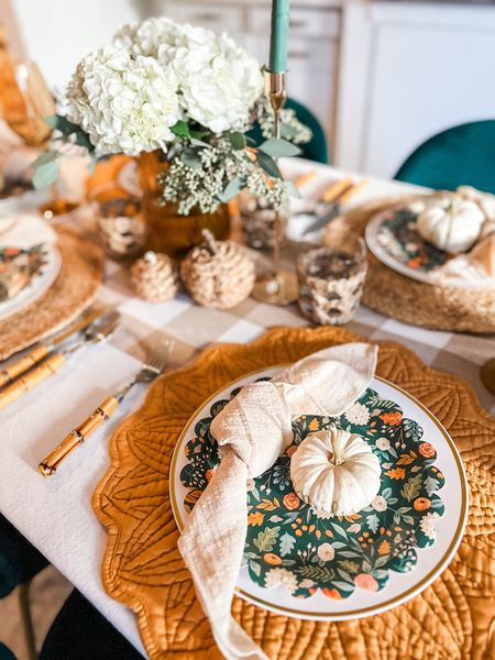 fall tablescape ideas // friendsgiving table settings // wicker pumpkins // thanksgiving tablescape 

#LTKhome #LTKSeasonal #LTKHoliday