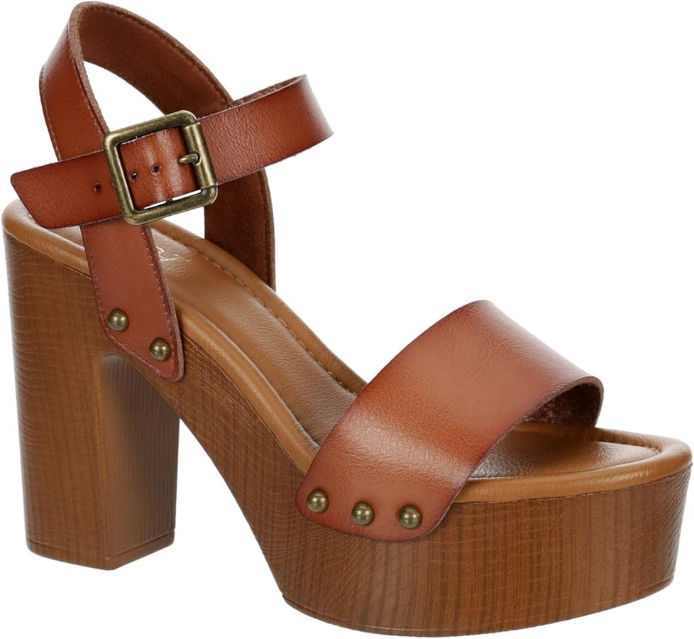 Limelight April Apple - Women's Faux Wooden High Heeled Platform Dress Sandals | Amazon (US)