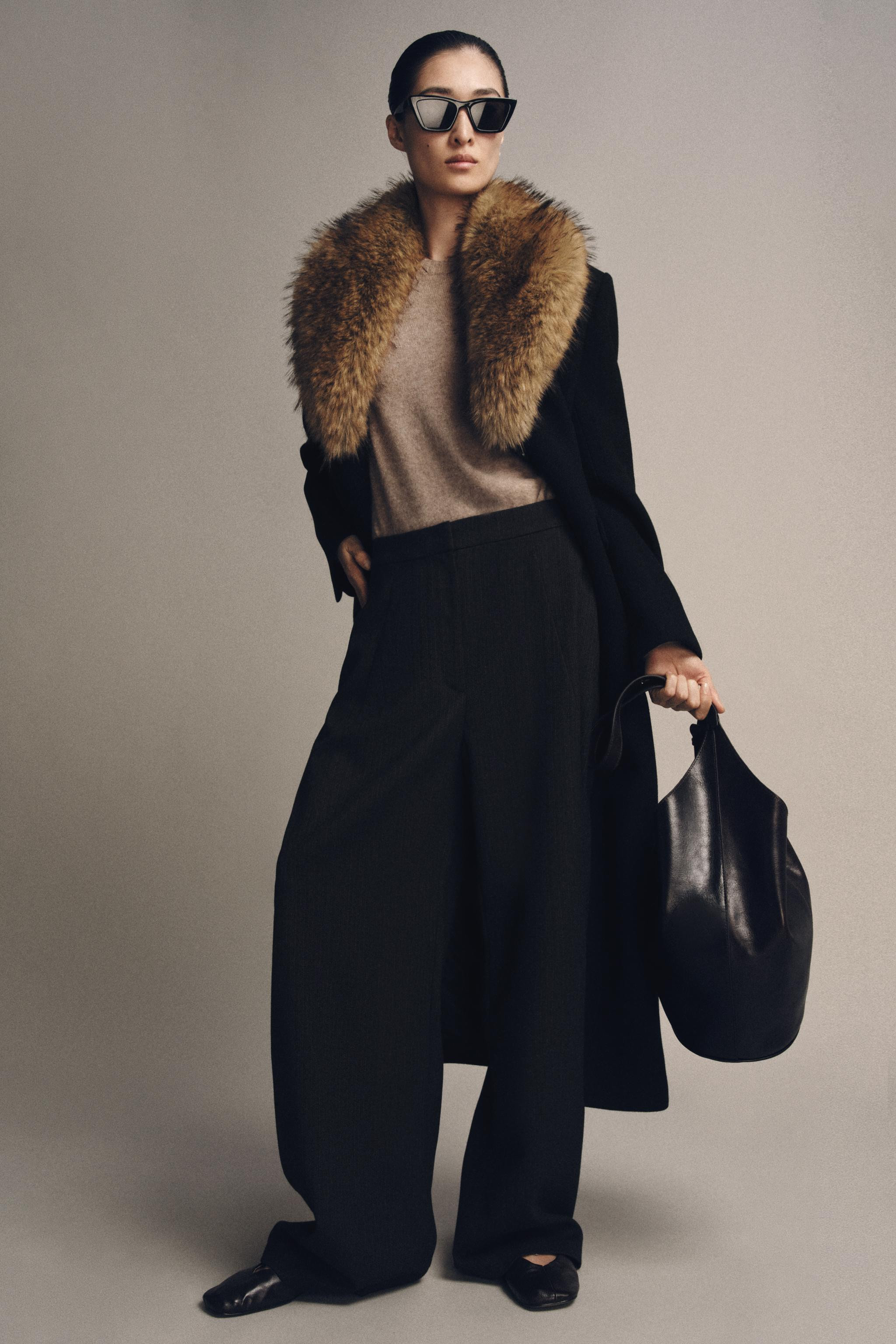 WOOL BLEND COAT WITH FAUX FUR COLLAR ZW COLLECTION | Zara US