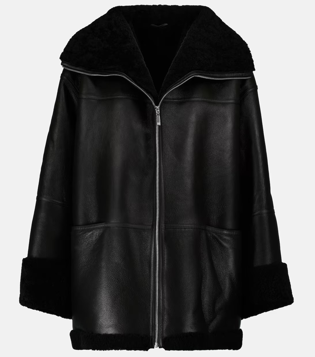 Shearling-lined leather jacket | Mytheresa (UK)