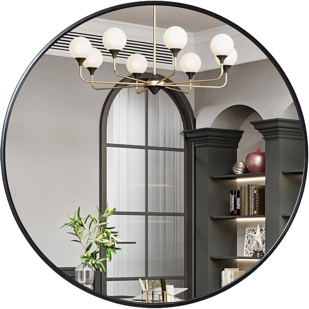Round Mirror 48 inch, Large Circle Mirror for Wall, Round Bathroom Mirror for Living Room, Bedroo... | Amazon (US)