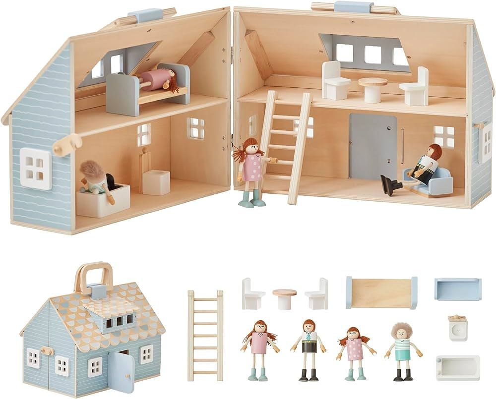 Amazon.com: Olivia's Little World - Fold and Go Wooden Dollhouse, Quaint Little Cottage Portable ... | Amazon (US)
