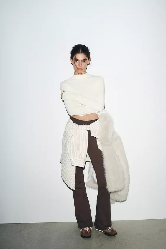 COTTON MODAL RUCHED T-SHIRT | Zara US