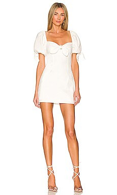 MORE TO COME Amora Bow Mini Dress in White from Revolve.com | Revolve Clothing (Global)